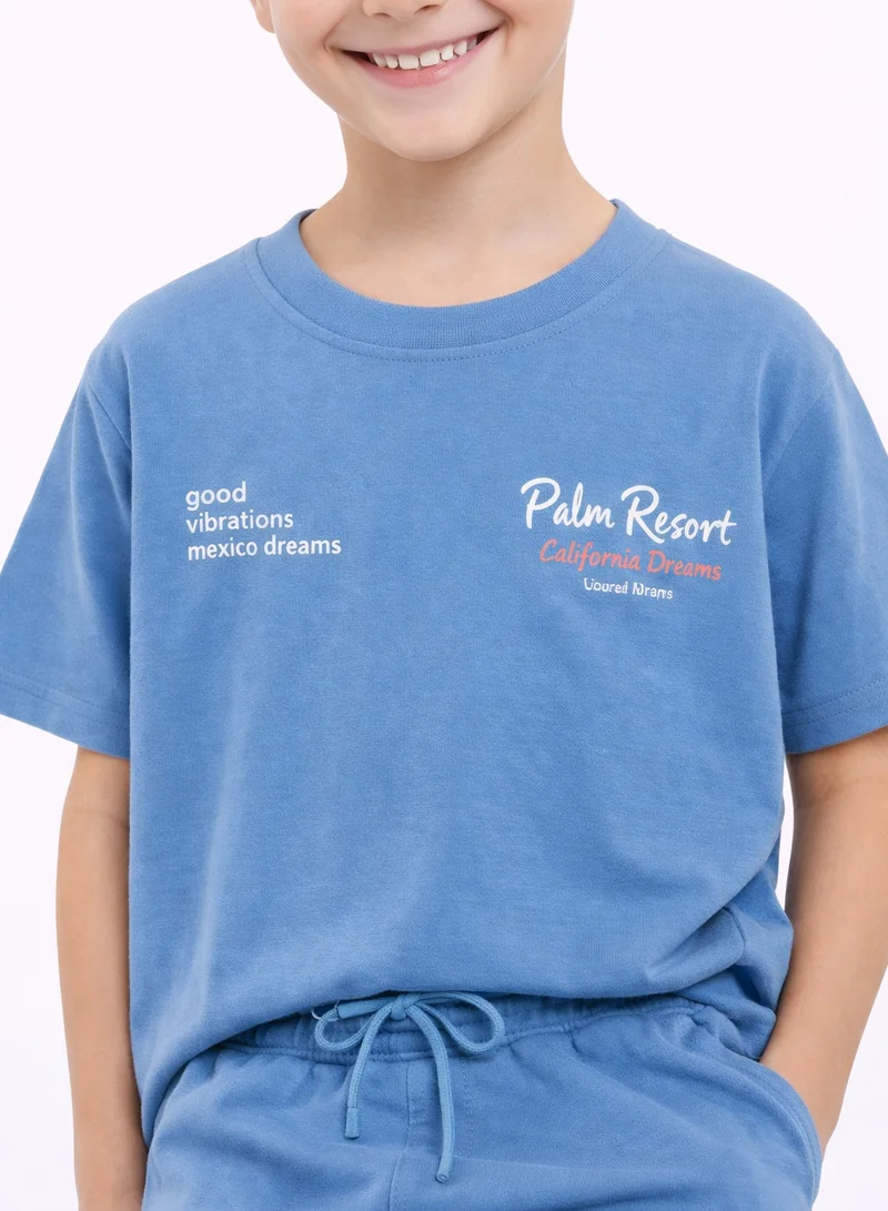 Victor And Jane  Boys Palm Runner Printed T-Shirt & Grey Shorts Set for Men | Best Price UAE